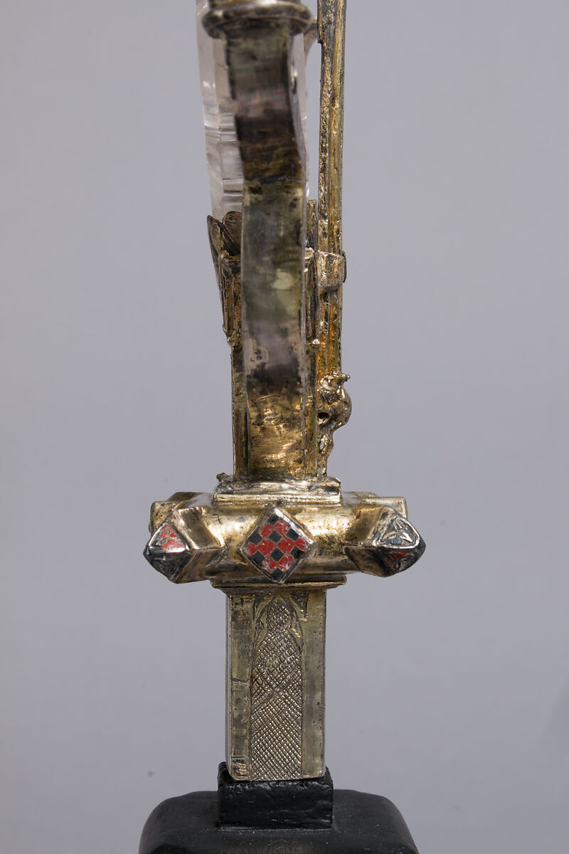 Crucifix, Gilded silver,, crystal, and enamel, Italian