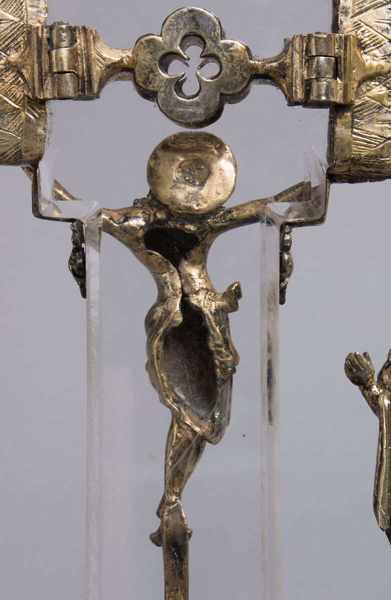Crucifix, Gilded silver,, crystal, and enamel, Italian