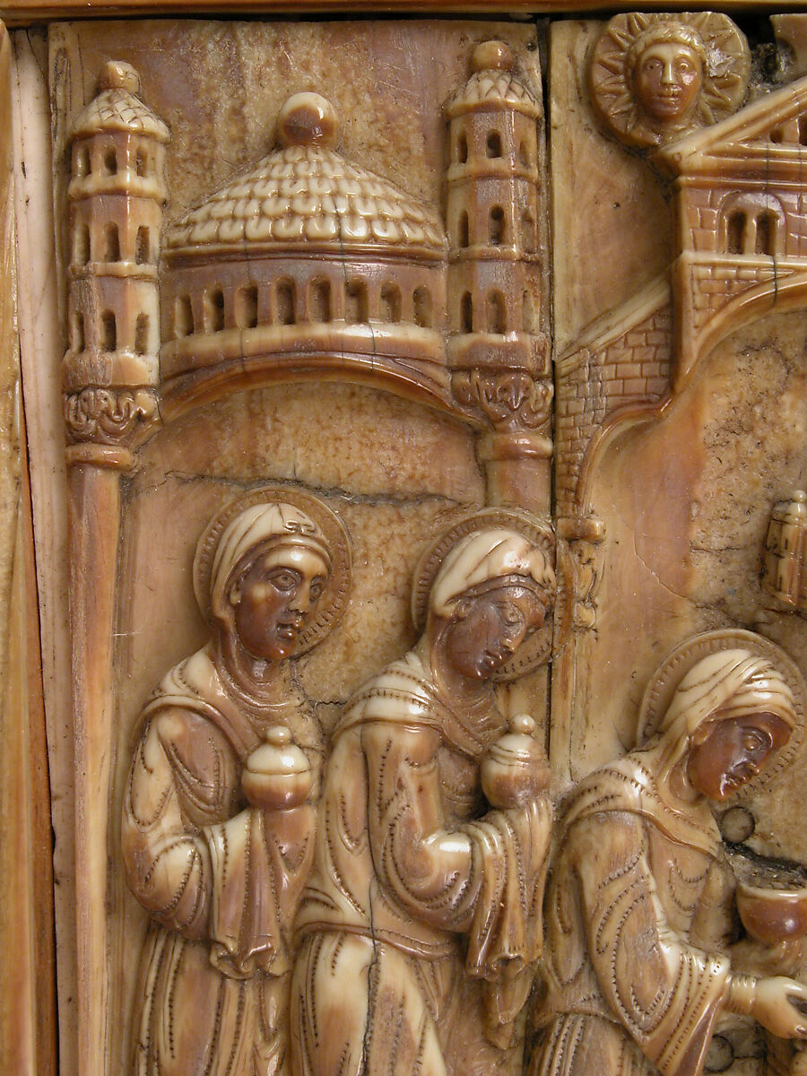 Plaque with the Holy Women at the Sepulchre, Walrus ivory, German