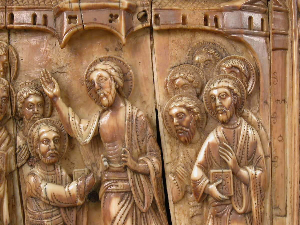 Plaque with Doubting Thomas, Walrus ivory, German