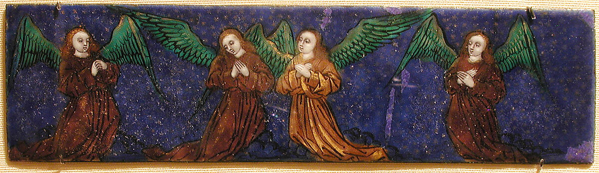 Plaque with Four Angels, Painted enamel, copper, French 