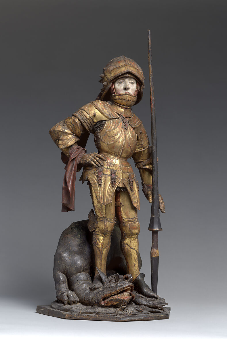 Saint George and the Dragon, Limewood with paint and gilding, South German