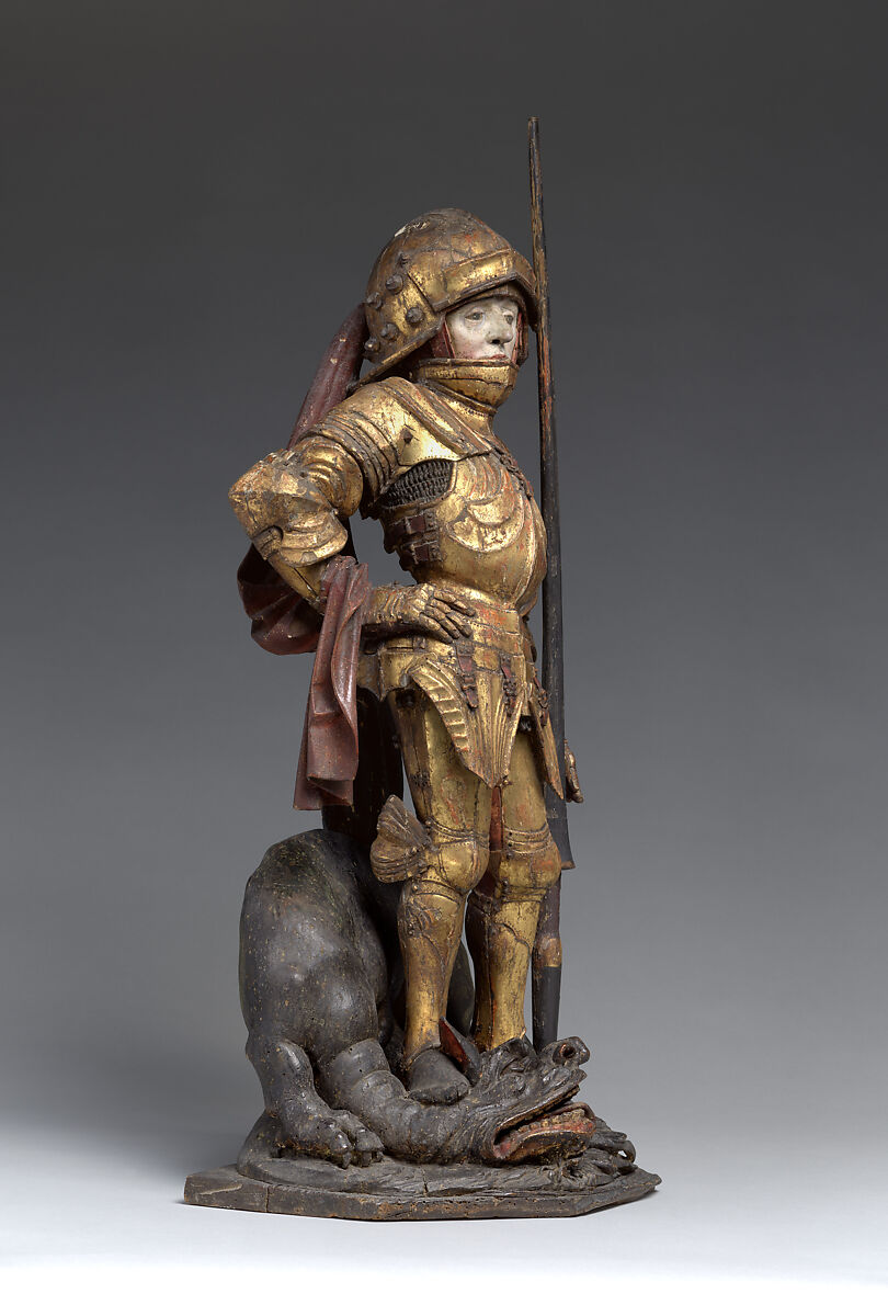 Saint George and the Dragon, Limewood with paint and gilding, South German