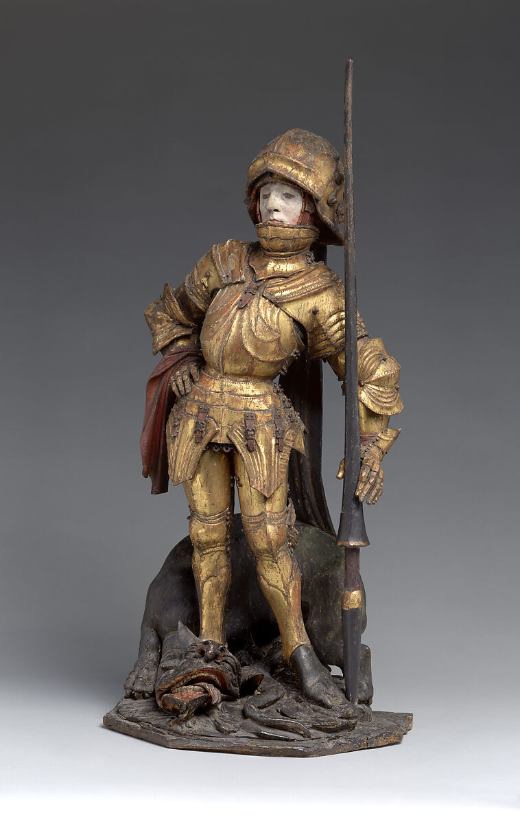 Saint George and the Dragon, Limewood with paint and gilding, South German
