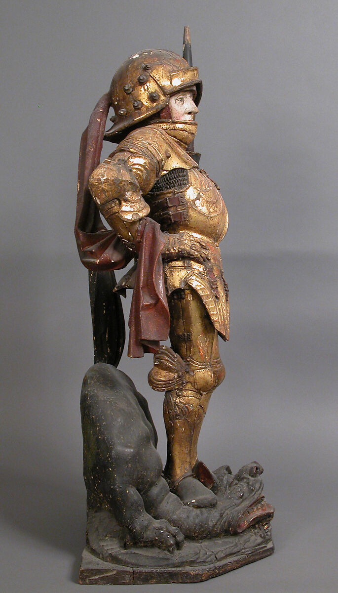 Saint George and the Dragon, Limewood with paint and gilding, South German