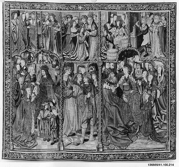 Scenes from The Story of Charlemagne (?) (from Christ the Judge on the Throne of Majesty and Other Subjects), Wool warp;  wool, silk, and metallic wefts, South Netherlandish