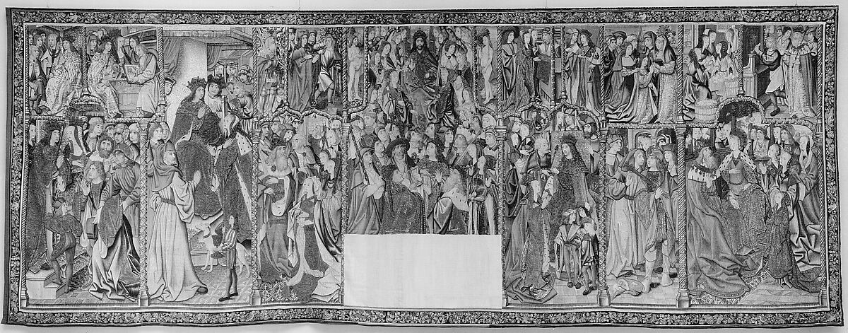 Scenes from The Story of Charlemagne (?) (from Christ the Judge on the Throne of Majesty and Other Subjects), Wool warp;  wool, silk, and metallic wefts, South Netherlandish