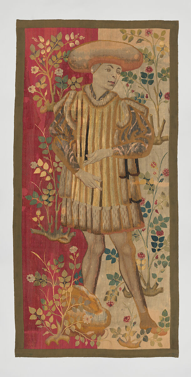 Figures in a Rose Garden: A Gentleman, Wool warp, wool, silk, and metallic weft yarns, South Netherlandish