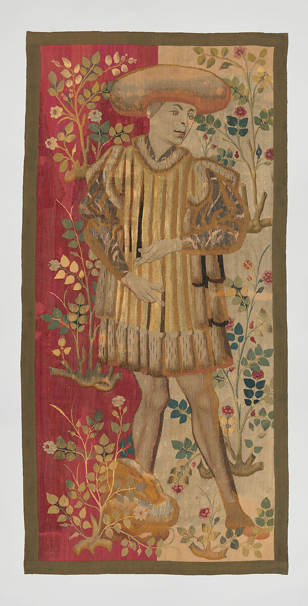 Figures in a Rose Garden: A Gentleman, Wool warp, wool, silk, and metallic weft yarns, South Netherlandish 