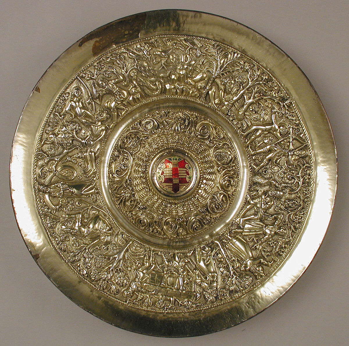 Plate, Silver gilt and translucent enamel, Portuguese 