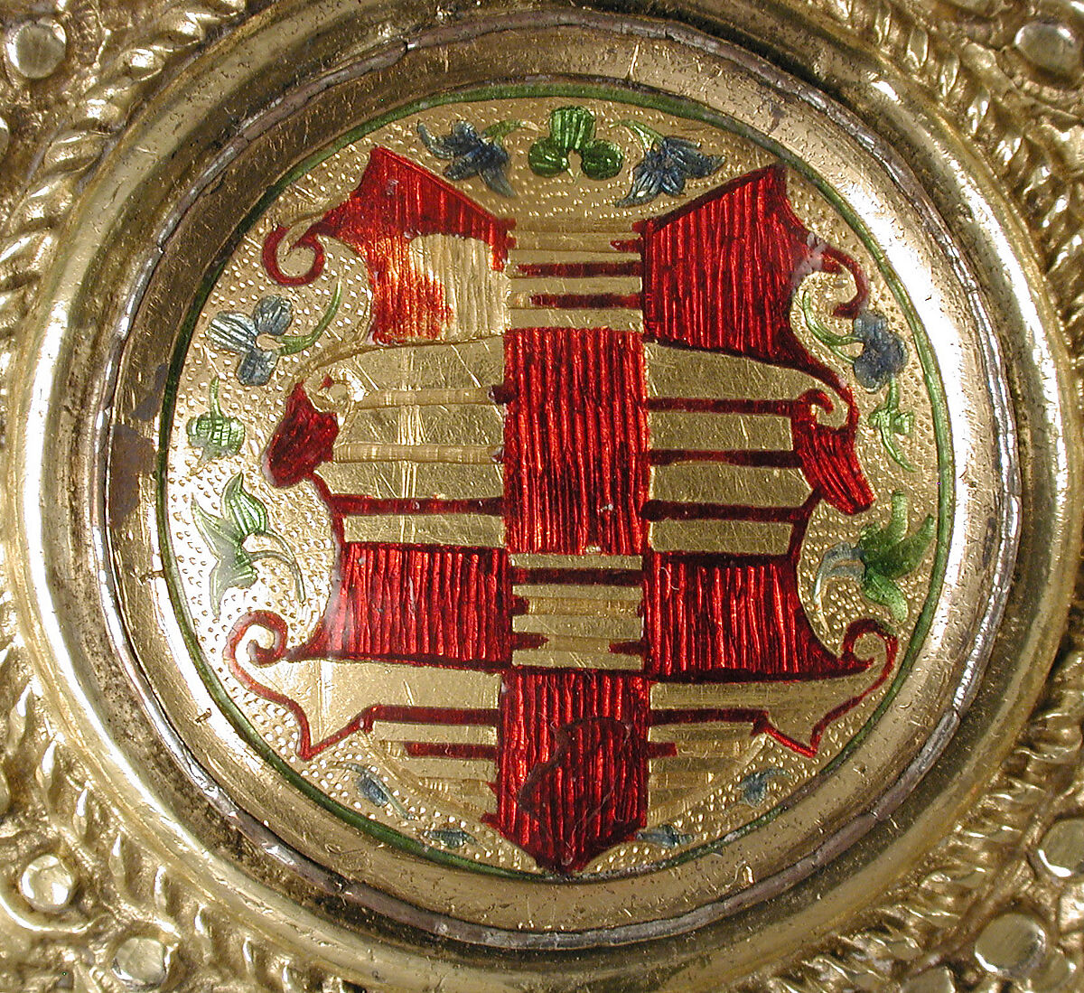 Plate, Silver gilt and translucent enamel, Portuguese
