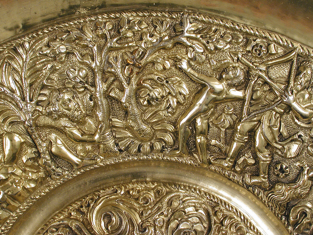 Plate, Silver gilt and translucent enamel, Portuguese