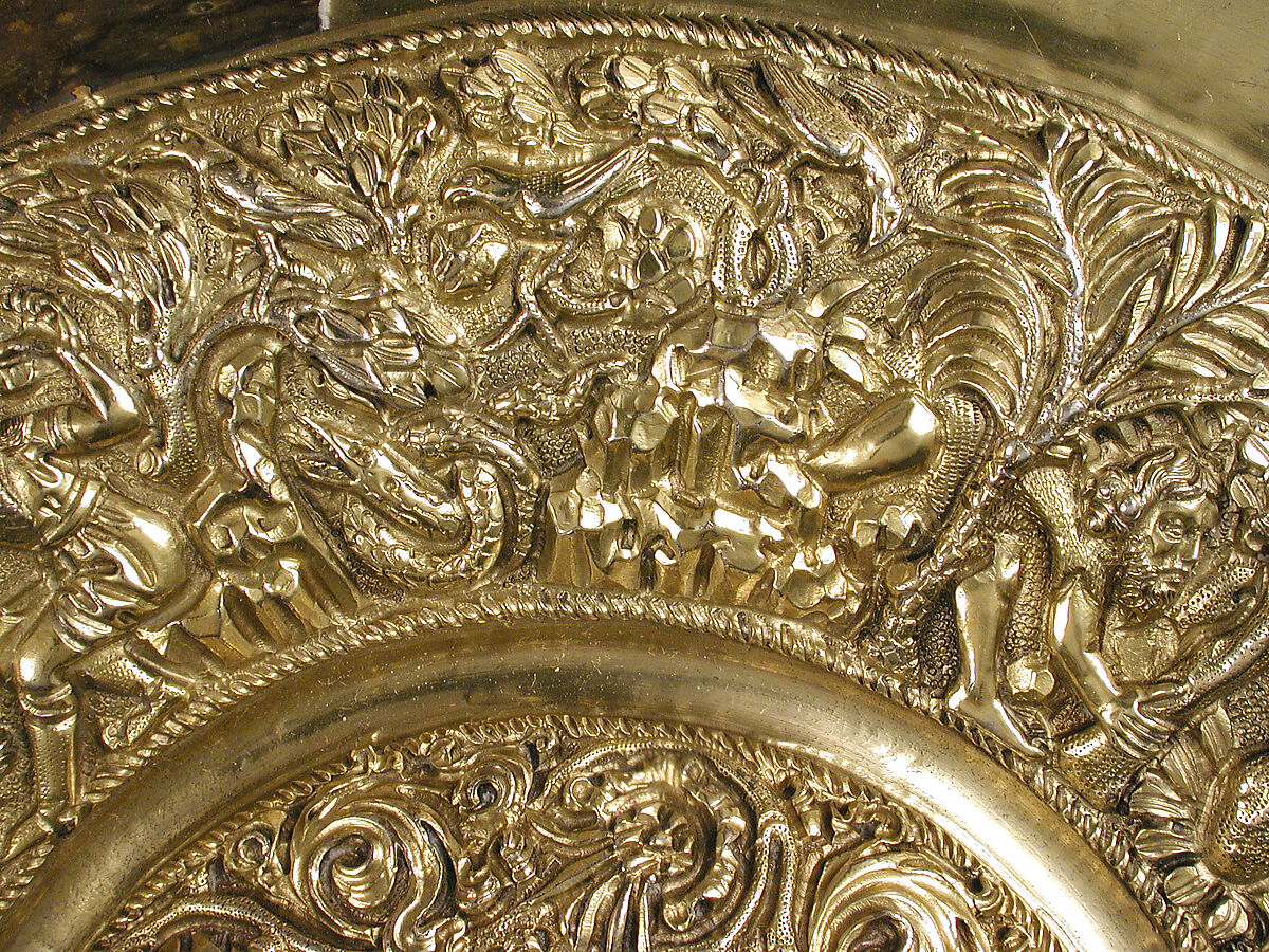 Plate, Silver gilt and translucent enamel, Portuguese