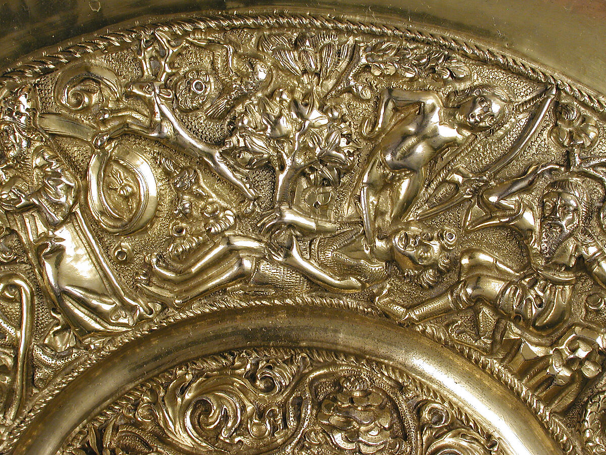 Plate, Silver gilt and translucent enamel, Portuguese