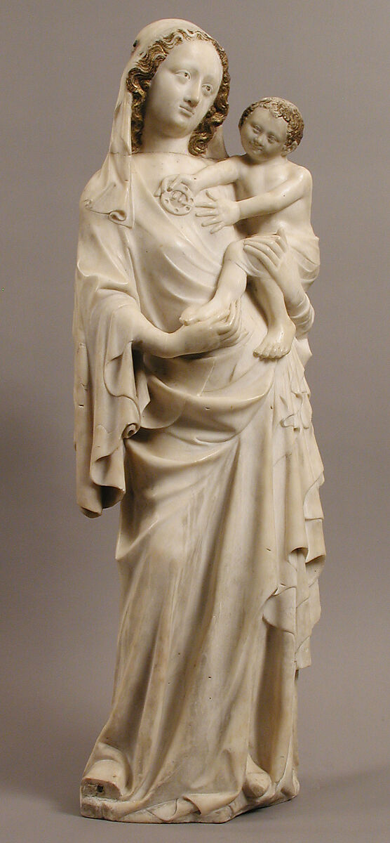 Virgin and Child, Marble, polychromy, gilding, French 