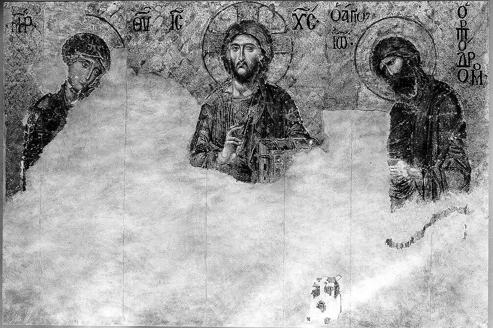 Painted Copy of Deesis Mosaic, Paint on canvas, Byzantine