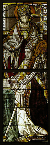 Stained Glass Panel with a Bishop and his Patron Saint