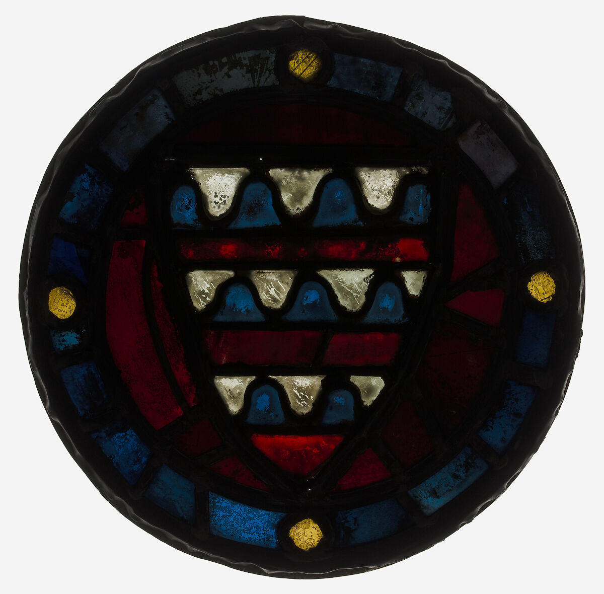 Roundel with the Arms of Coucy, Pot-metal glass and vitreous paint, British (?)