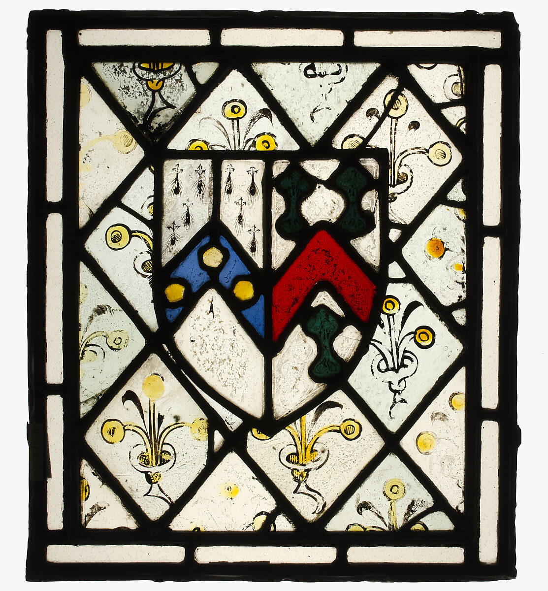 Panel with Heraldic Shield of Johnson, Stained Glass, British 