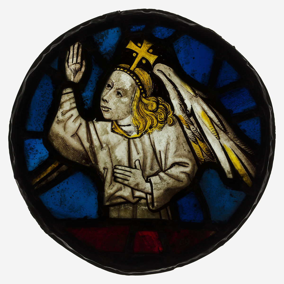 Roundel with an Angel, Stained Glass, British 