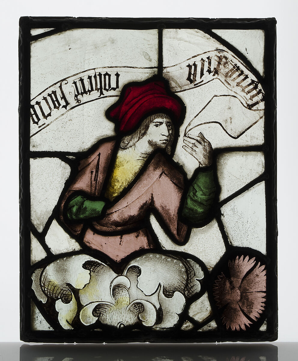 The Prophet Ezechiel, from a Tree of Jesse Window, Pot-metal, colorless glass, and vitreous paint, British 