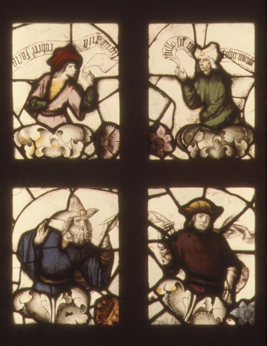 An Unidentified Prophet, from a Tree of Jesse Window, Pot-metal, colorless glass, and vitreous paint, British