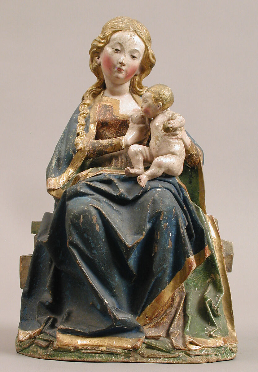 Enthroned Virgin with Nursing Child, Wood, painted and gilded., German