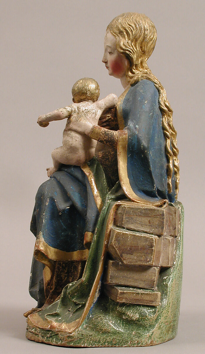 Enthroned Virgin with Nursing Child, Wood, painted and gilded., German