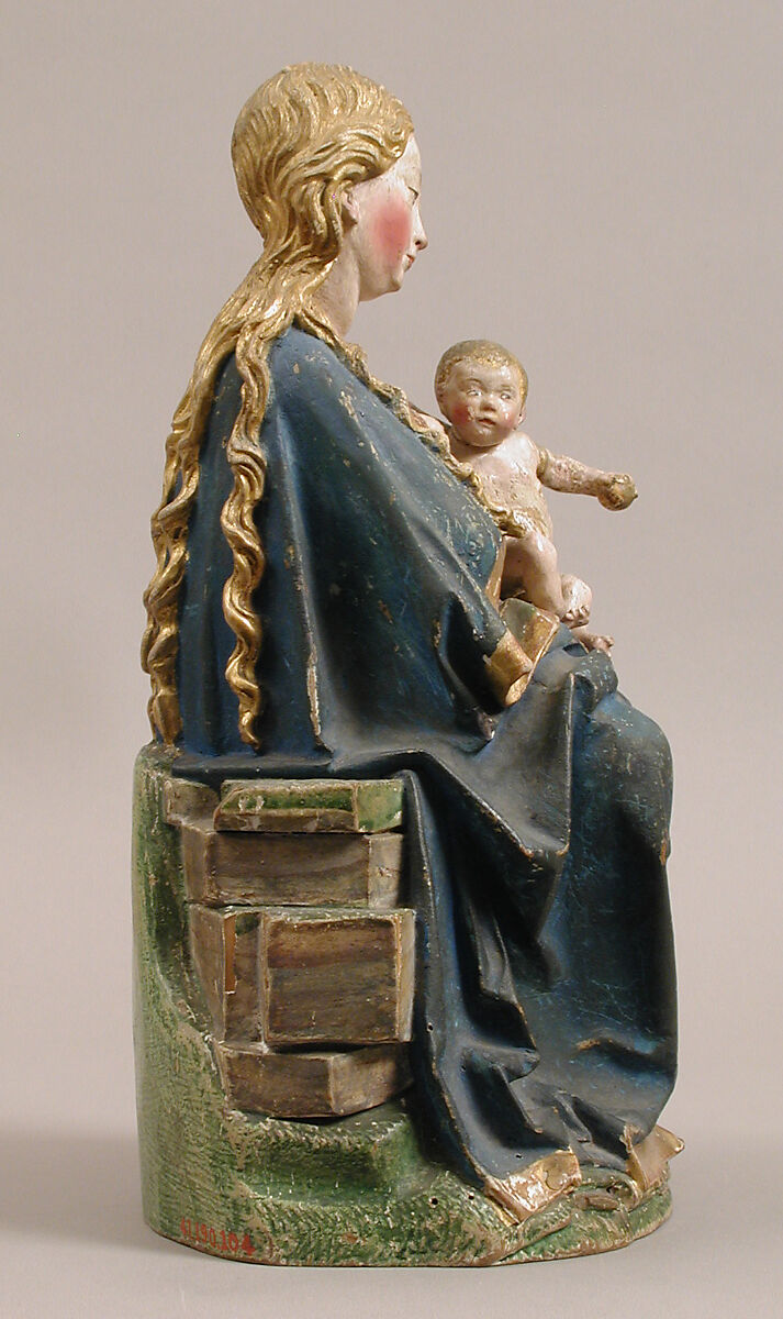 Enthroned Virgin with Nursing Child, Wood, painted and gilded., German
