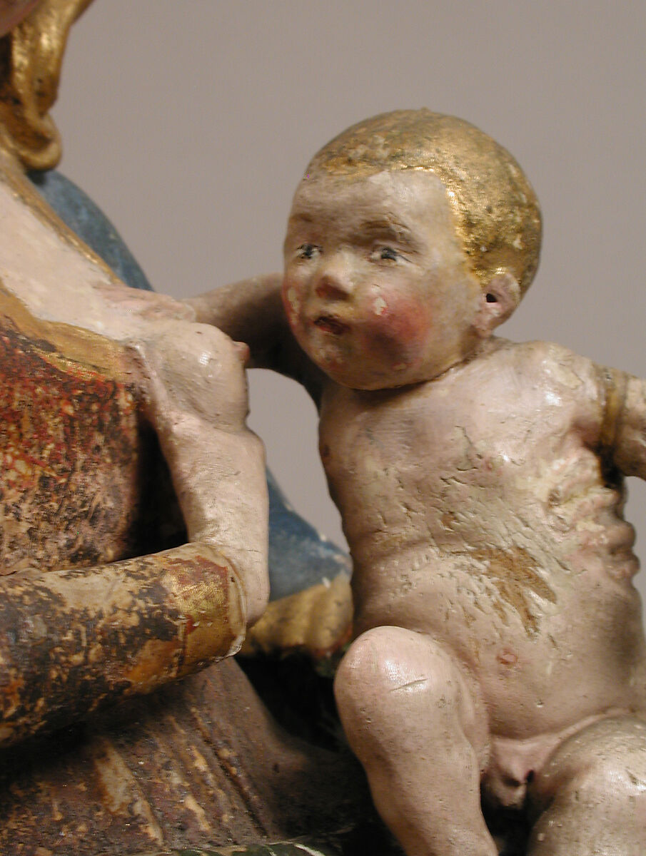 Enthroned Virgin with Nursing Child, Wood, painted and gilded., German