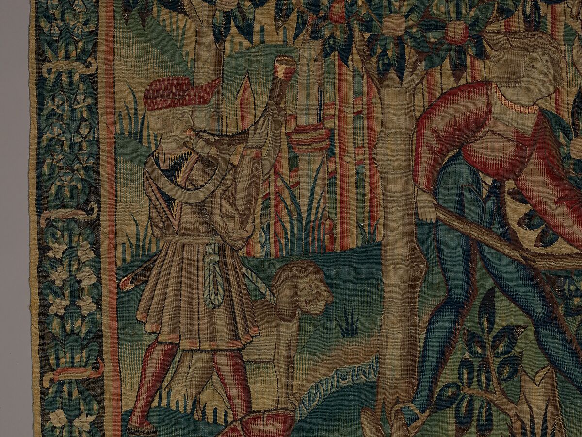 Hunting for Wild Boar (from the Hunting Parks Tapestries), Wool, and silk thread, South Netherlandish