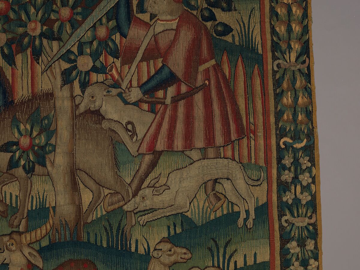 Hunting for Wild Boar (from the Hunting Parks Tapestries), Wool, and silk thread, South Netherlandish