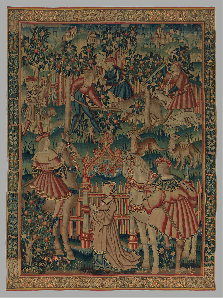 Hunting for Wild Boar (from the Hunting Parks Tapestries), Wool, and silk thread, South Netherlandish 