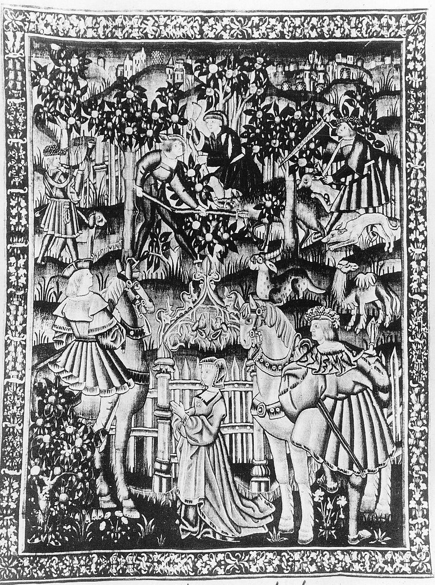 Hunting for Wild Boar (from the Hunting Parks Tapestries), Wool, and silk thread, South Netherlandish