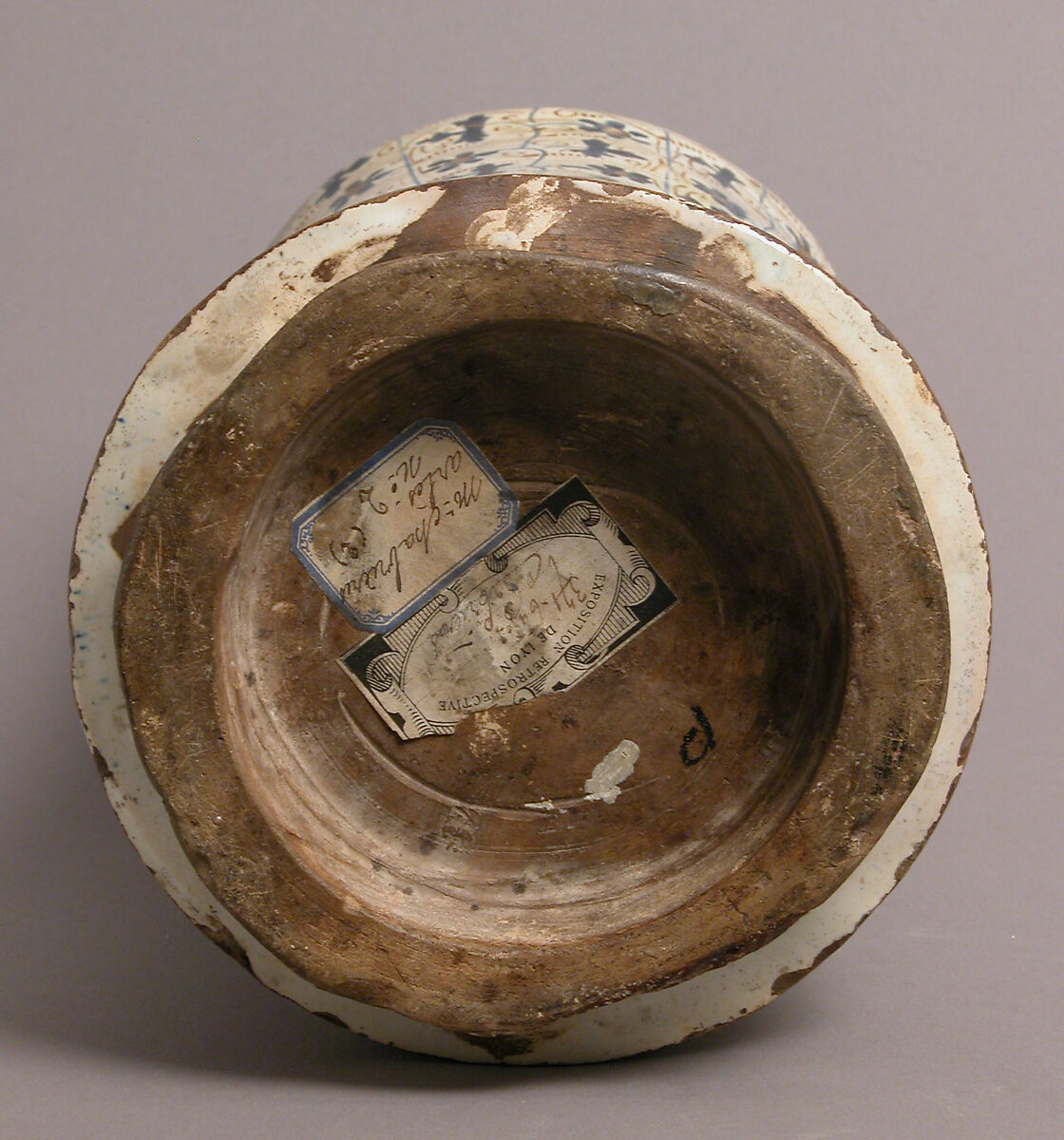 Pharmacy Jar, Earthenware, tin-glaze (lusterware), Spanish