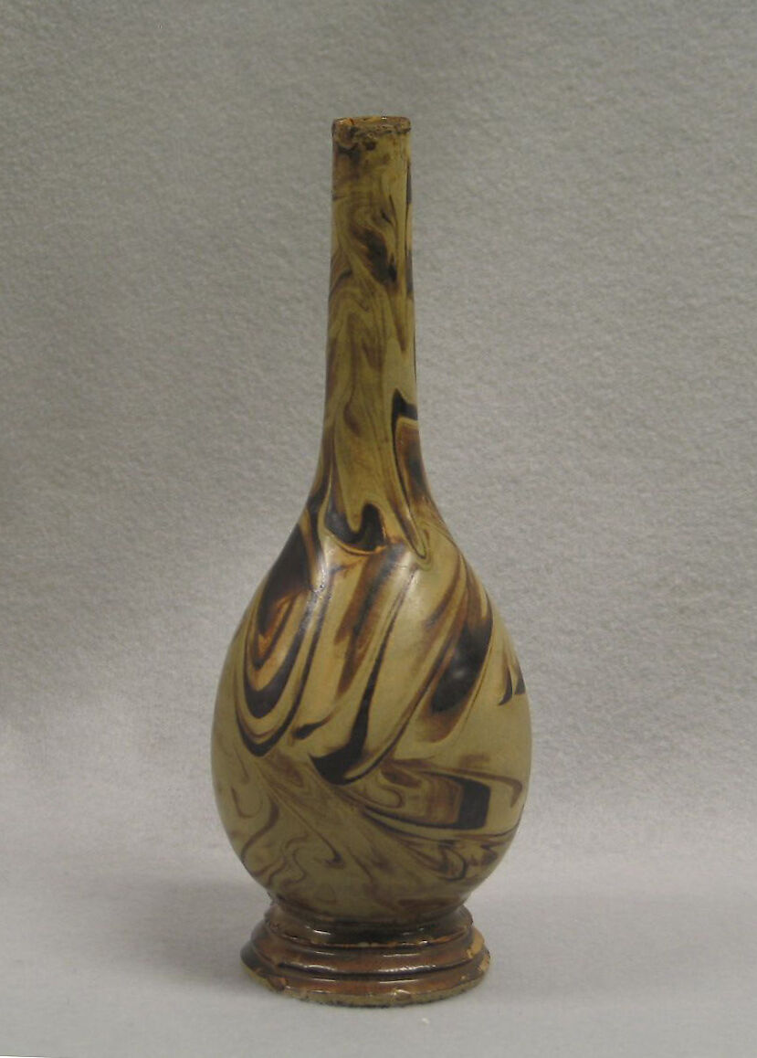 Vase, Stoneware with marbled slip decoration (Cizhou type ware), China 