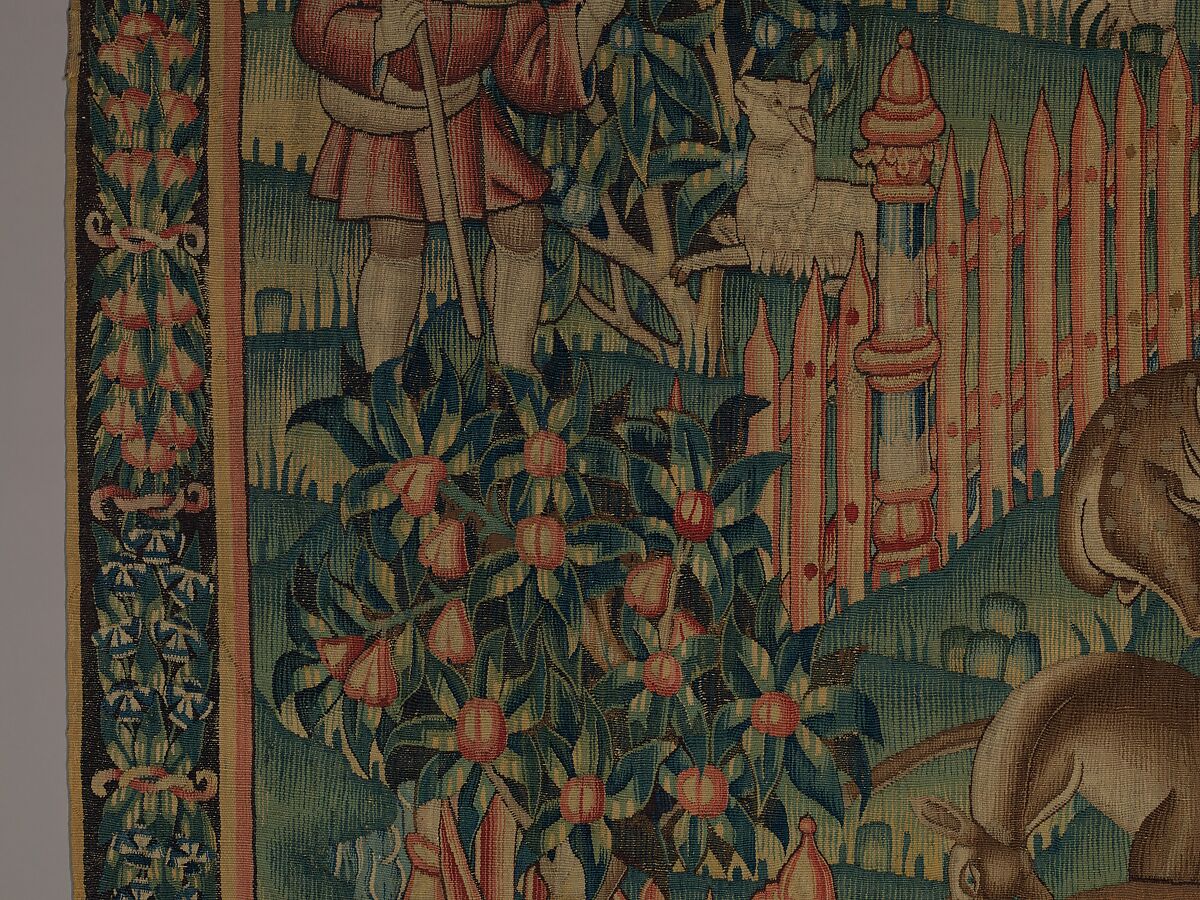 Woodcutters Working at a Deer Park (from the Hunting Parks Tapestries), Wool and silk thread, South Netherlandish
