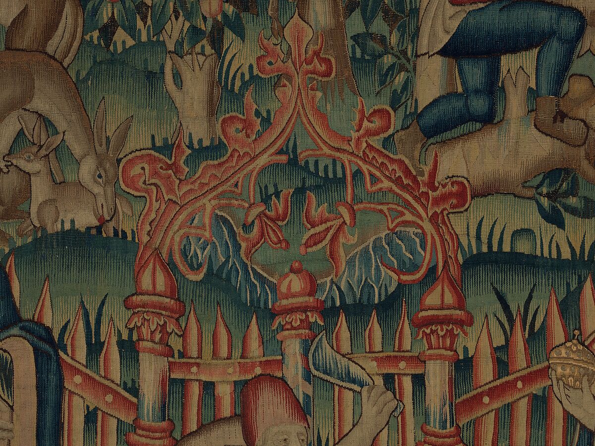 Woodcutters Working at a Deer Park (from the Hunting Parks Tapestries), Wool and silk thread, South Netherlandish