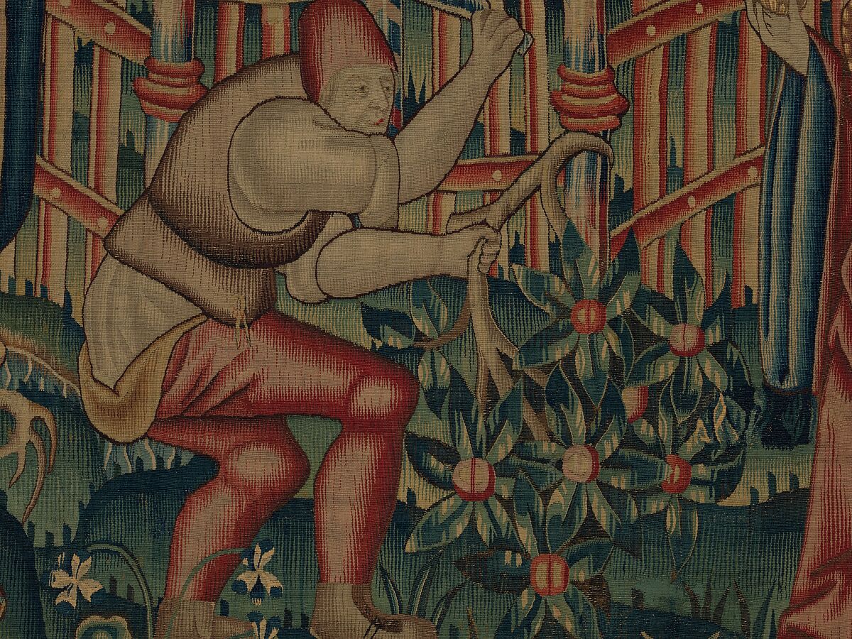 Woodcutters Working at a Deer Park (from the Hunting Parks Tapestries), Wool and silk thread, South Netherlandish