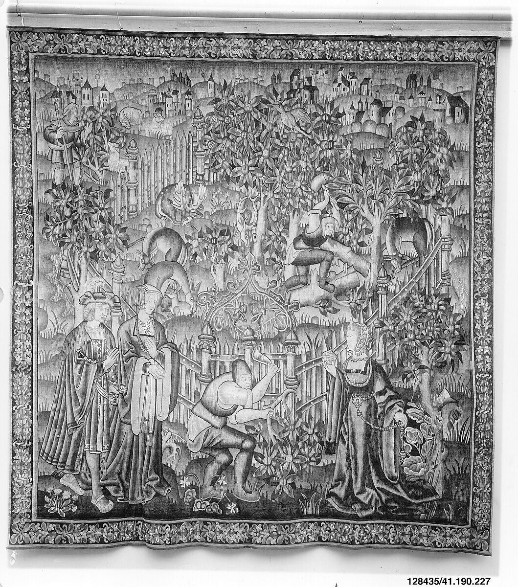 Woodcutters Working at a Deer Park (from the Hunting Parks Tapestries), Wool and silk thread, South Netherlandish
