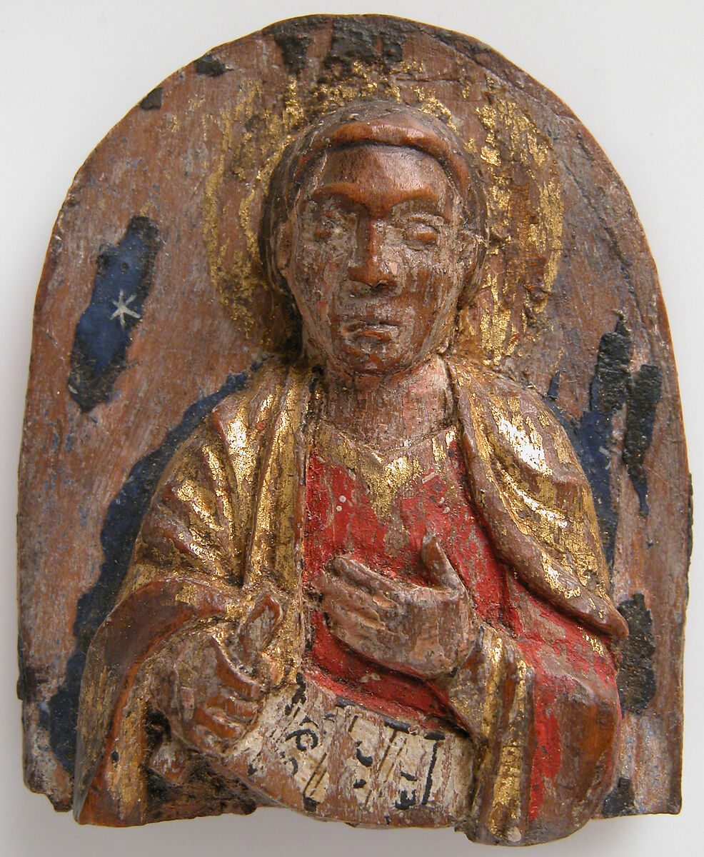 Miniature Relief of Hebrew Prophet Daniel (?) with Scroll, Wood, polychromy, gilding, German 