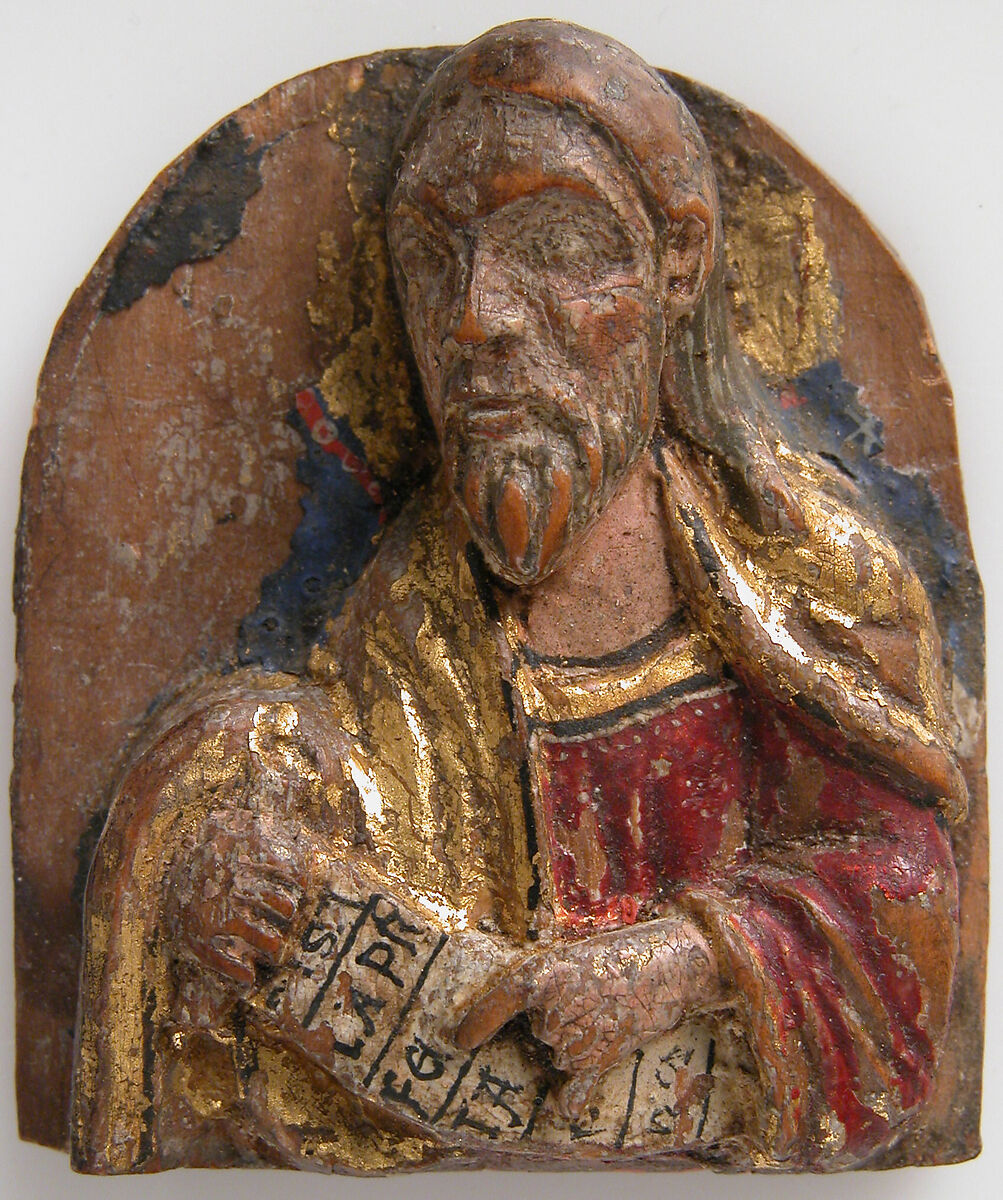 Miniature Relief of Hebrew Prophet Isaiah with Scroll, Wood, polychromy, gilding, German 