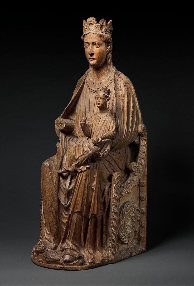 Enthroned Virgin and Child, Oak with traces of polychromy, North French