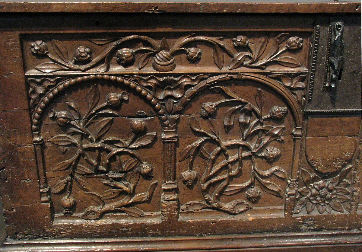 Chest, Walnut, iron mounts, French or Netherlandish