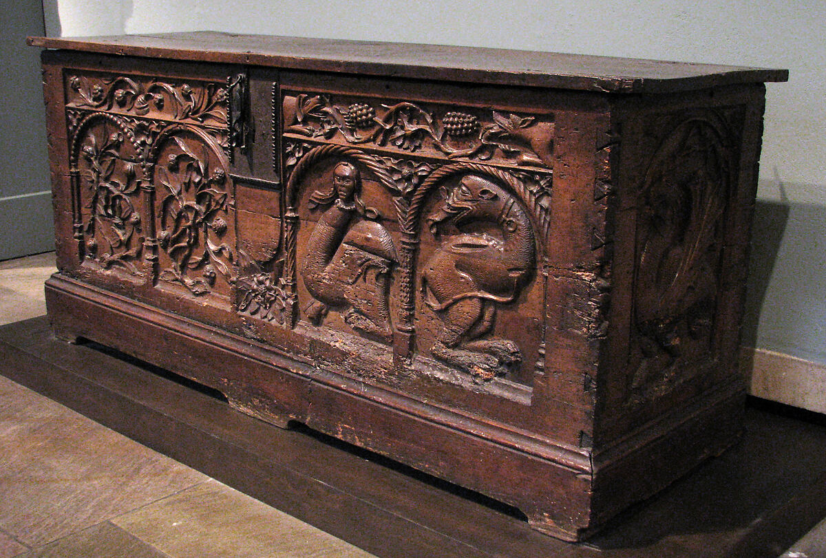 Chest, Walnut, iron mounts, French 