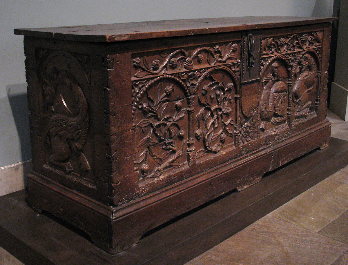 Chest, Walnut, iron mounts, French or Netherlandish