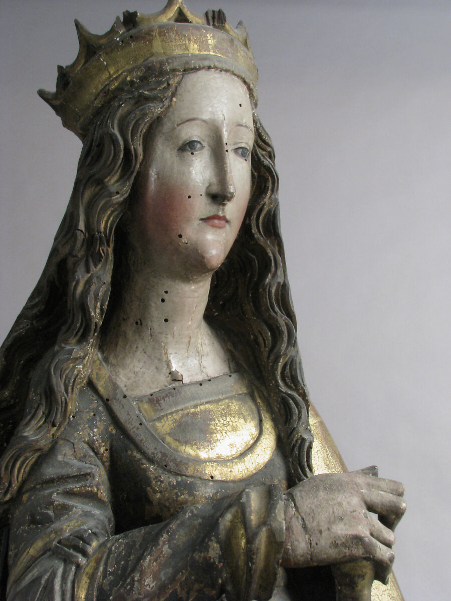 Saint Catherine, Limewood with paint and gilding, German