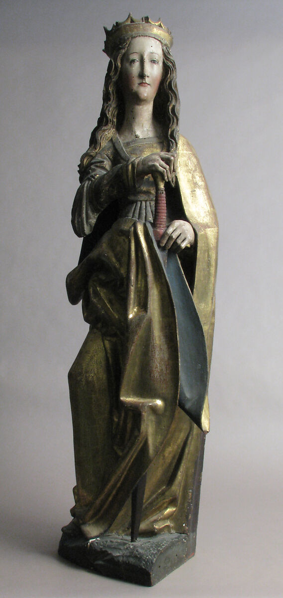Saint Catherine, Limewood with paint and gilding, German 