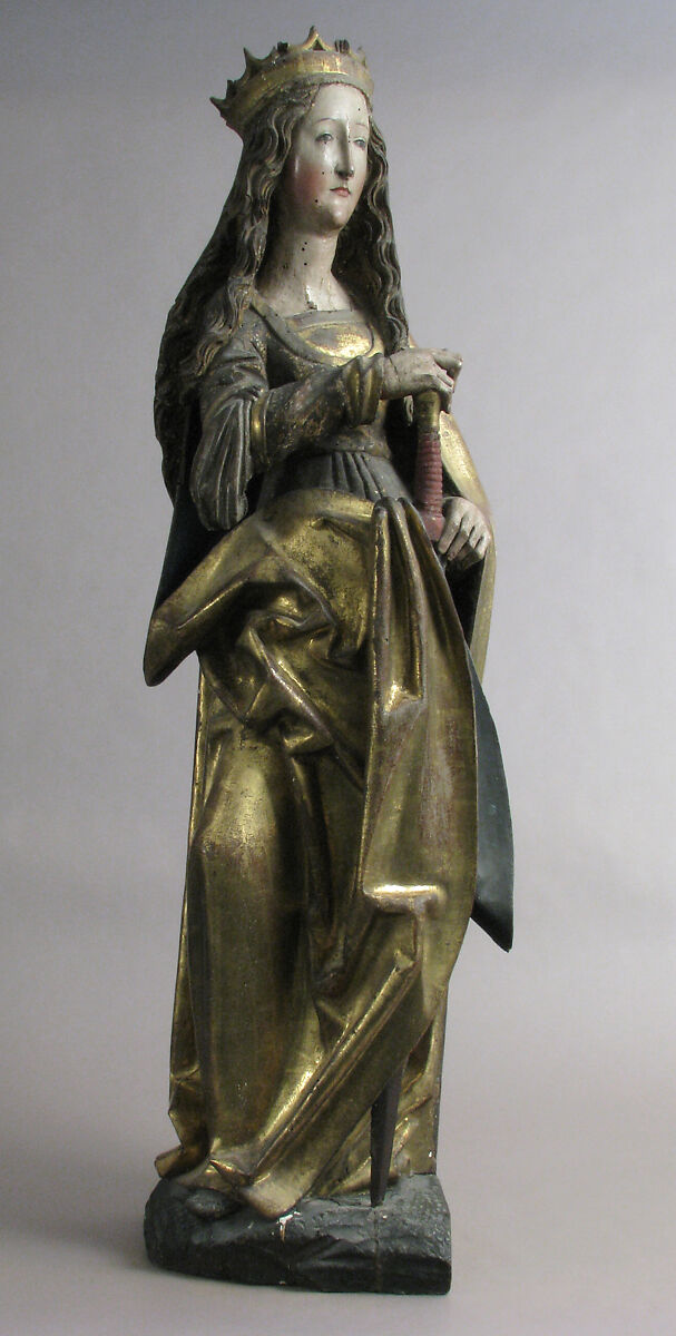 Saint Catherine, Limewood with paint and gilding, German