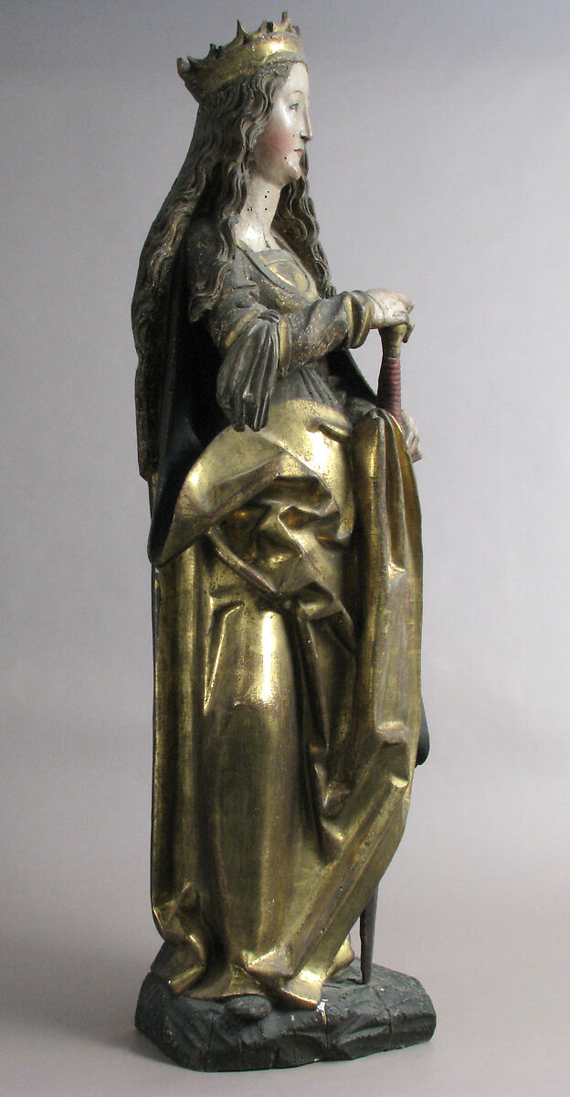 Saint Catherine, Limewood with paint and gilding, German